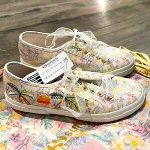 Super CUTE Superga x LoveShackFancy embroidered sneakers with ribbon laces🌴☀️